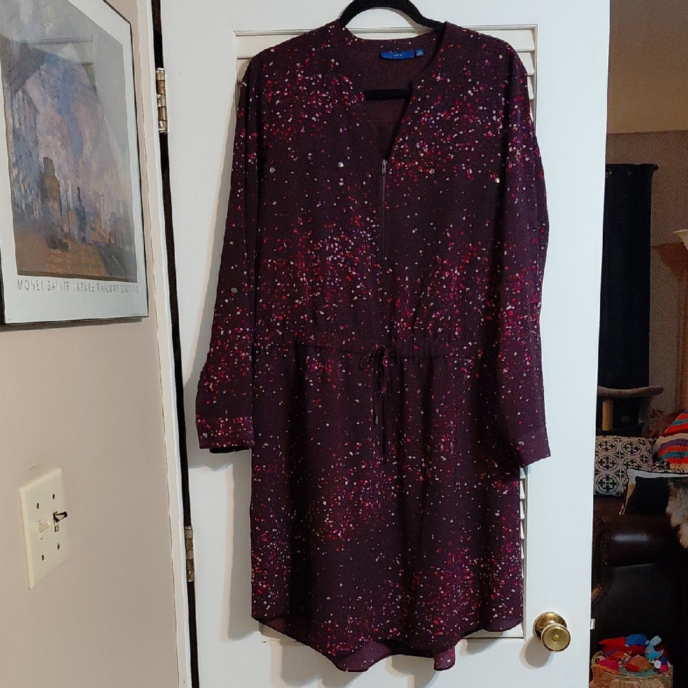 Apt. 9 Women's Size XXL Cinched Waist Speckled High-Low Shirtdress